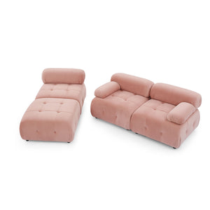 Modular Sectional Sofa, Button Tufted Design With Diy L-Shaped Layout, Reversible Ottoman