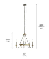 Barrett 22"W 5-Light Chandelier by Kichler Distressed Antique Gray with Brushed Nickel Finish