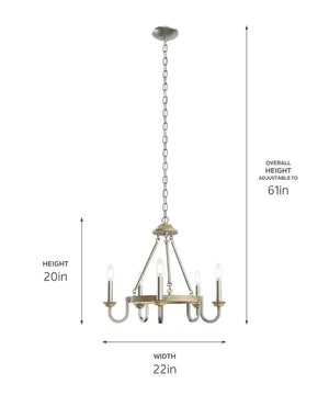 Barrett 22"W 5-Light Chandelier by Kichler Distressed Antique Gray with Brushed Nickel Finish