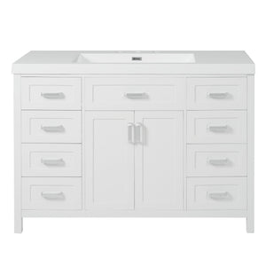 Bathroom Vanity With Sink, 2 Doors 8 Drawers, Soft Close System, Classic Design