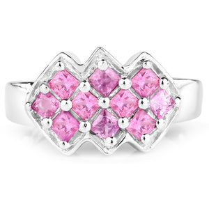 1.20 Carat Genuine Pink Sapphire .925 Sterling Silver Ring
