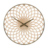 Round lattice wood wall clock 23.75"d