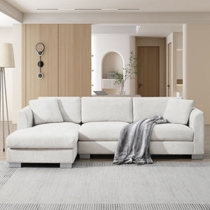 Modern Cloud Sectional Sofa L Shaped Luxury Couch Set With 2 Free Pillows 4 Seat With Oversized Chaise