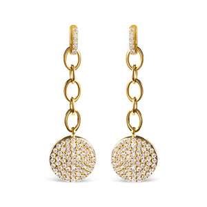 18K Yellow Gold Plated .925 Sterling Silver 1.0 Cttw Diamond Composite Cluster Dangle Chain Earrings (I-J Color, I1-I2 Clarity)