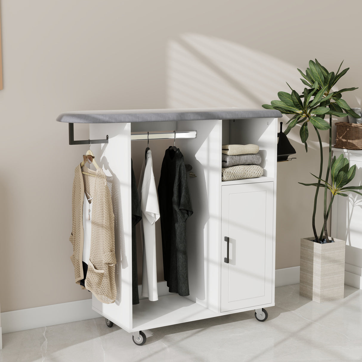 Ironing Cart with Rolling Ironing Board