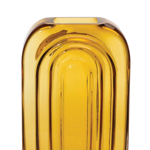 Rounded Amber Glass Vase 9.75"H