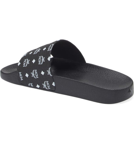 MCM Women's Monogram Slide Sandal Black Size 41