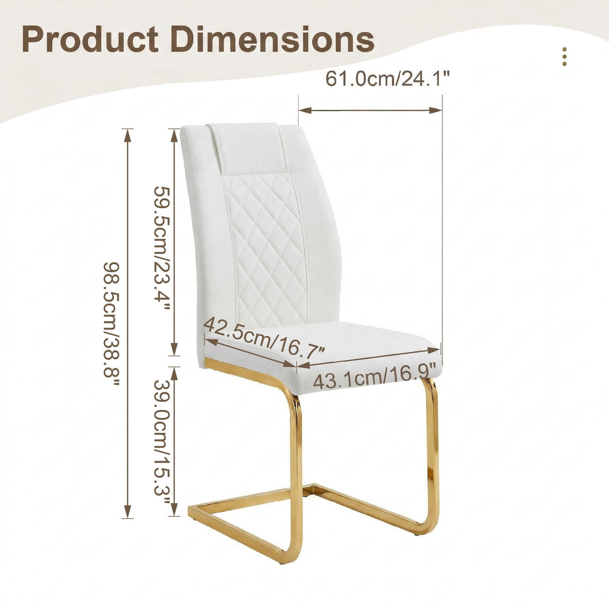 High Back Dining Chairs For Dining & Kitchen Room (Set of 4) - Golden / White