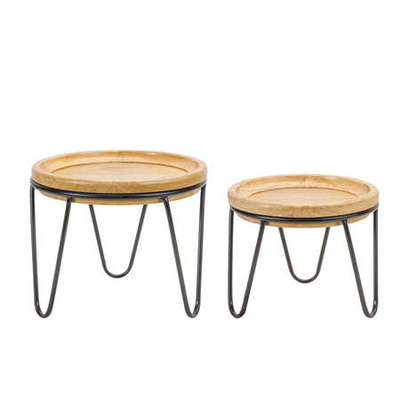 Natural-wood-pedestal-tray-(set-of-2)-Serving-Trays