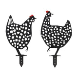 Punched-metal-chicken-garden-stake-(set-of-4)-Garden-Decor