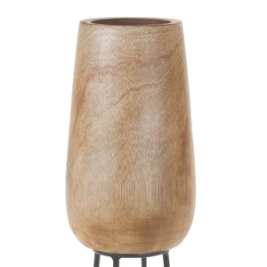 Wood Vase with Stand 15"H