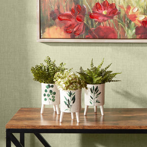 Footed Foliage Print Planter (Set of 3)