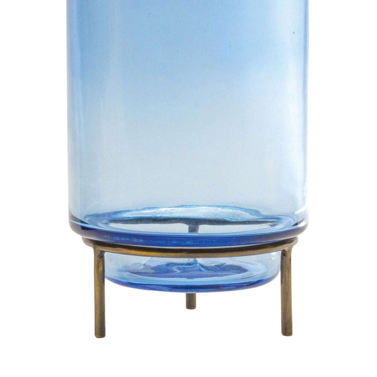 Glass Vase with Metal Stand 10"H