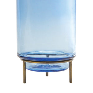 Glass Vase with Metal Stand 10"H