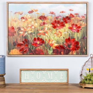 Framed floral canvas art 35.5"l