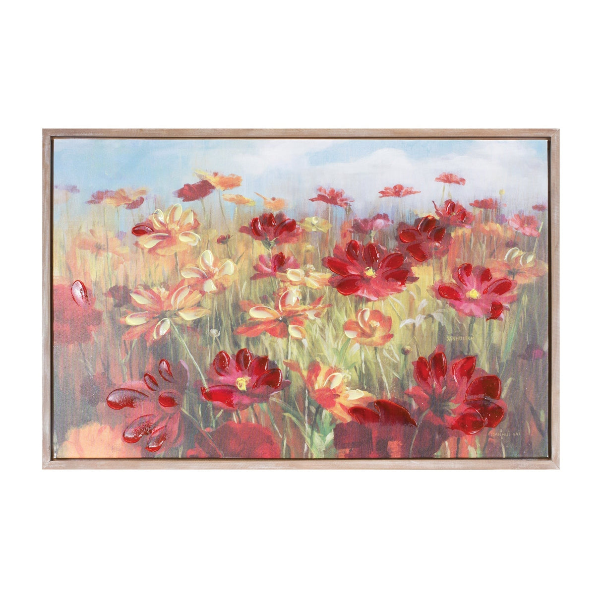 Framed floral canvas art 35.5"l