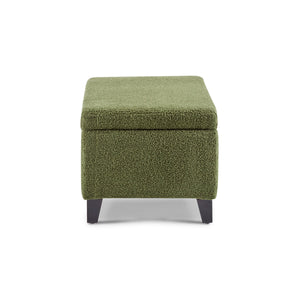 Storage Ottoman with Flip-Top Lid, Easy Assembly, Boucle Fabric & Rubber Wood Legs