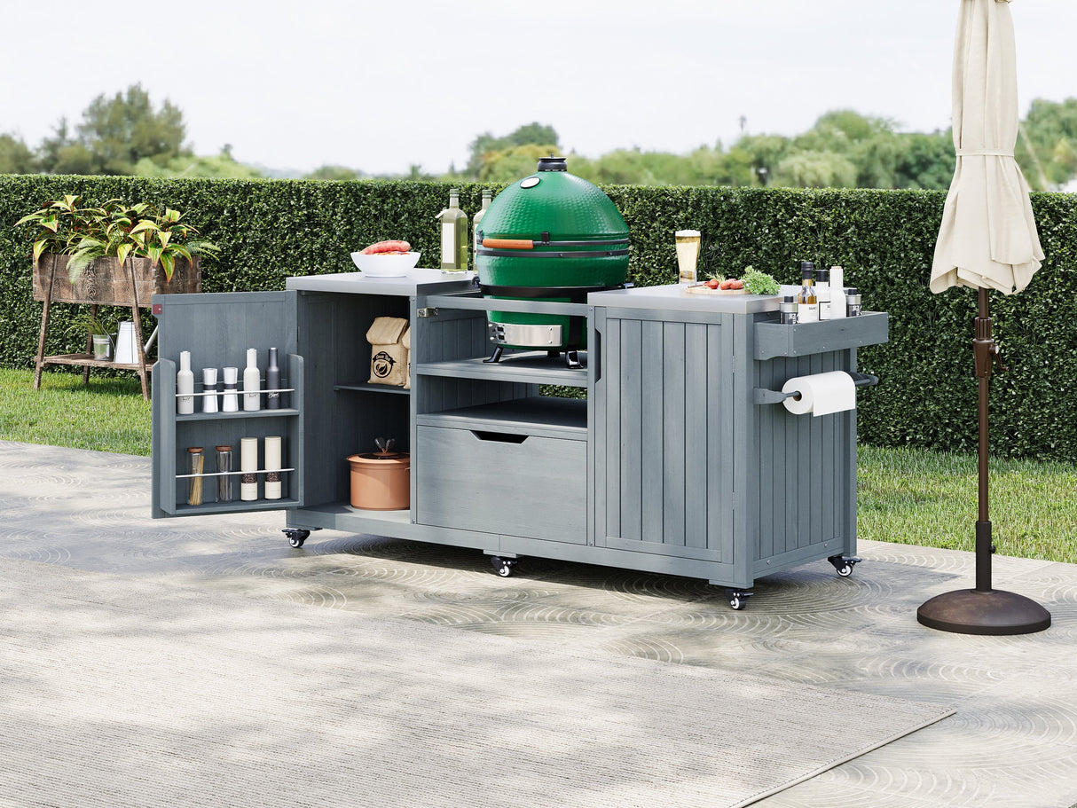K&K 66.5" Outdoor Kitchen Island for Big Green Egg Grills