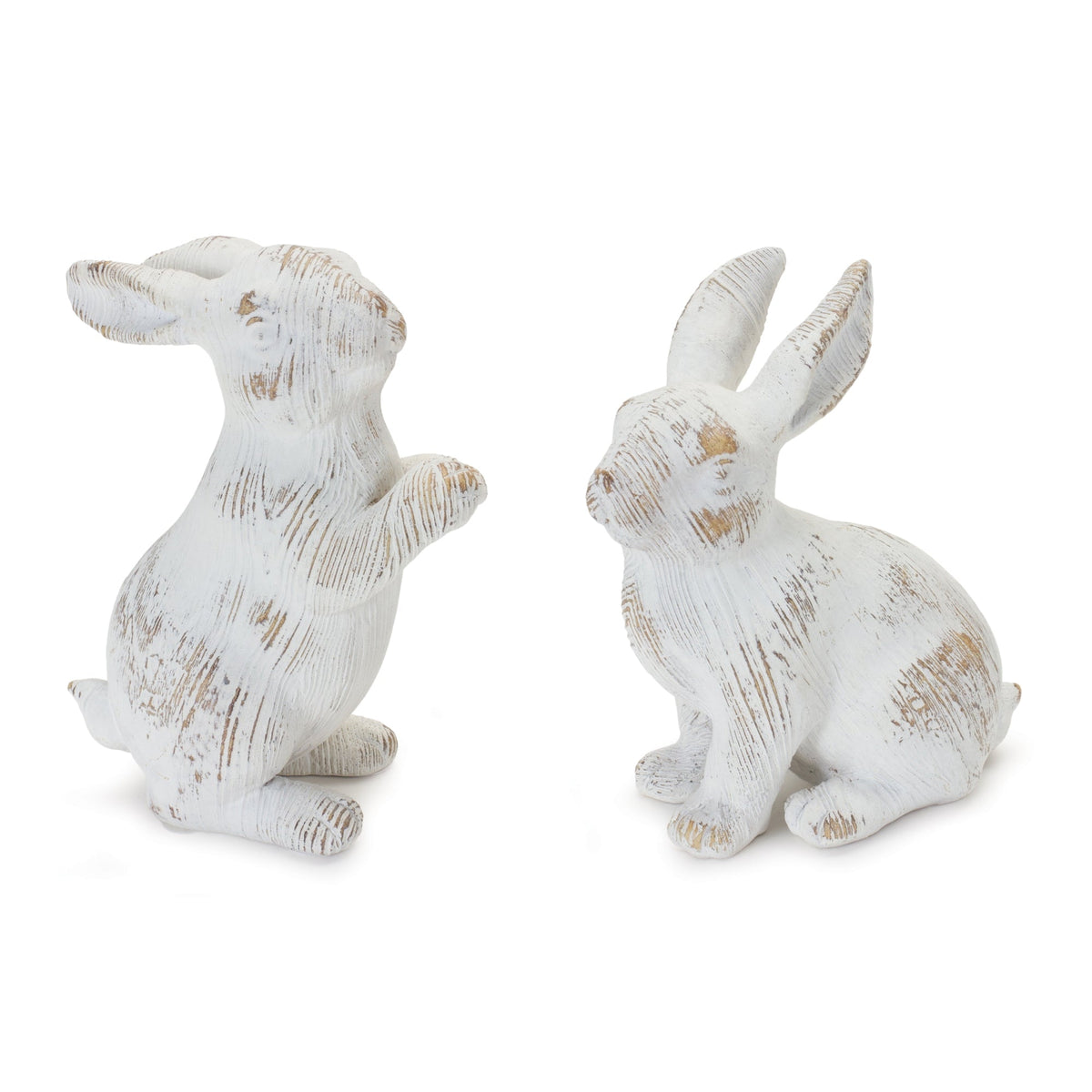 White Washed Resin Rabbit Figurines Set of 2 by Melrose International ...