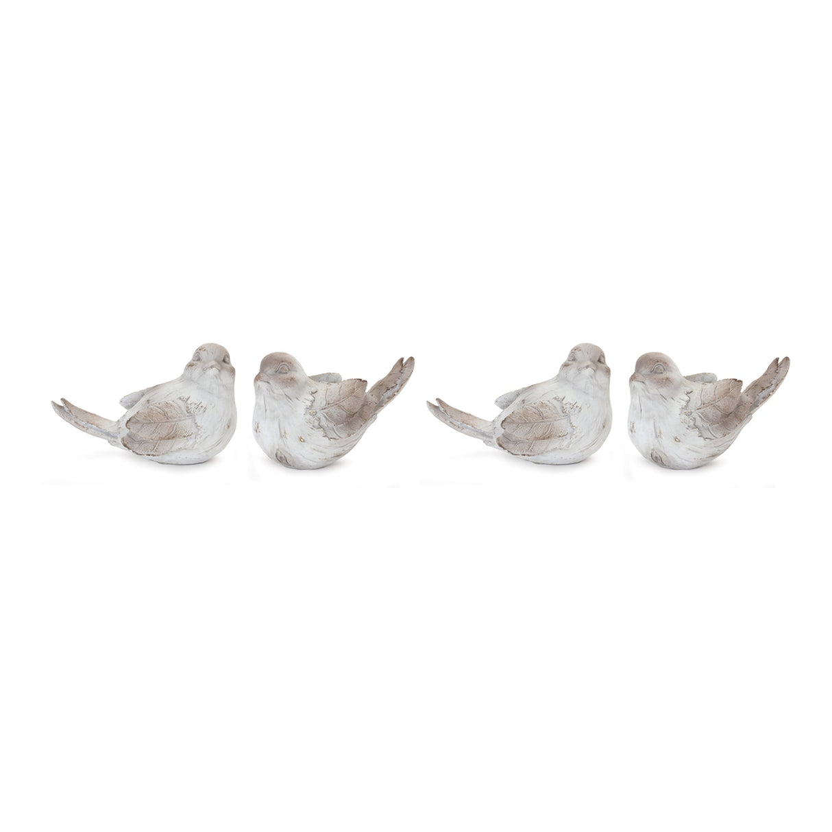 White washed bird figurine (set of 4)