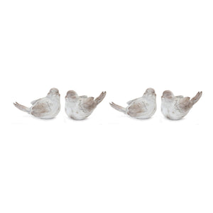 White washed bird figurine (set of 4)