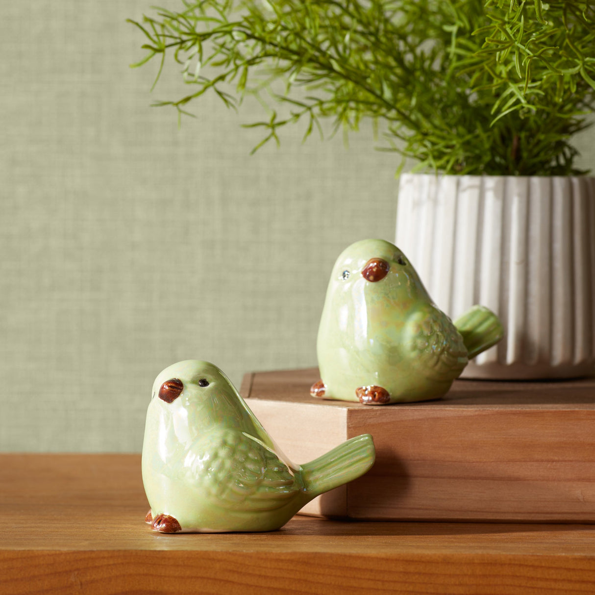 Irredescent Ceramic Bird Figurine (Set of 6)