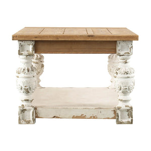 Rectangle Coffee Wooden Coffee Table, French Country Style - Brown / Antique White