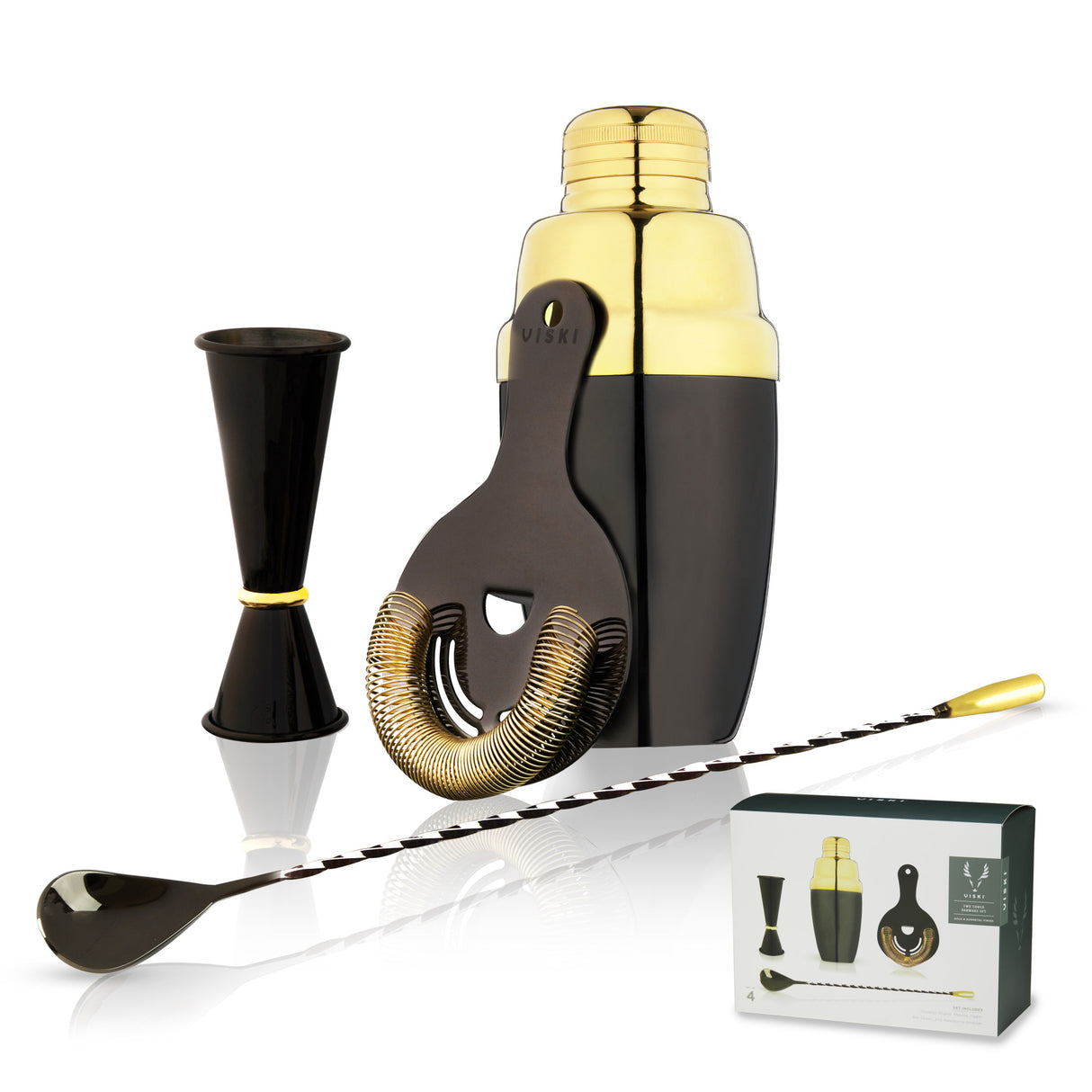 4-Piece Deco Barware Set in Two-Tone Viski®