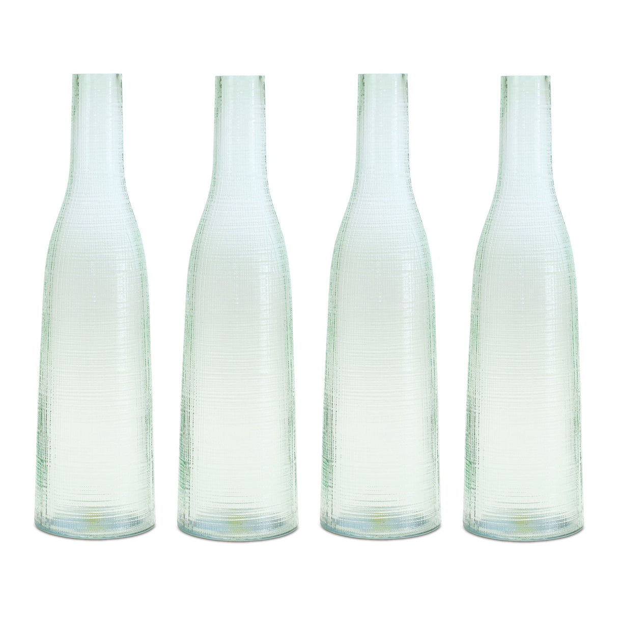 Green Glass Bottle Vase (Set of 4)