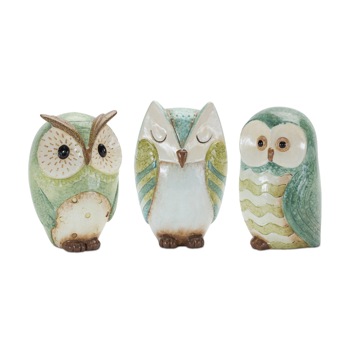 Terra cotta owl figurine (set of 3)