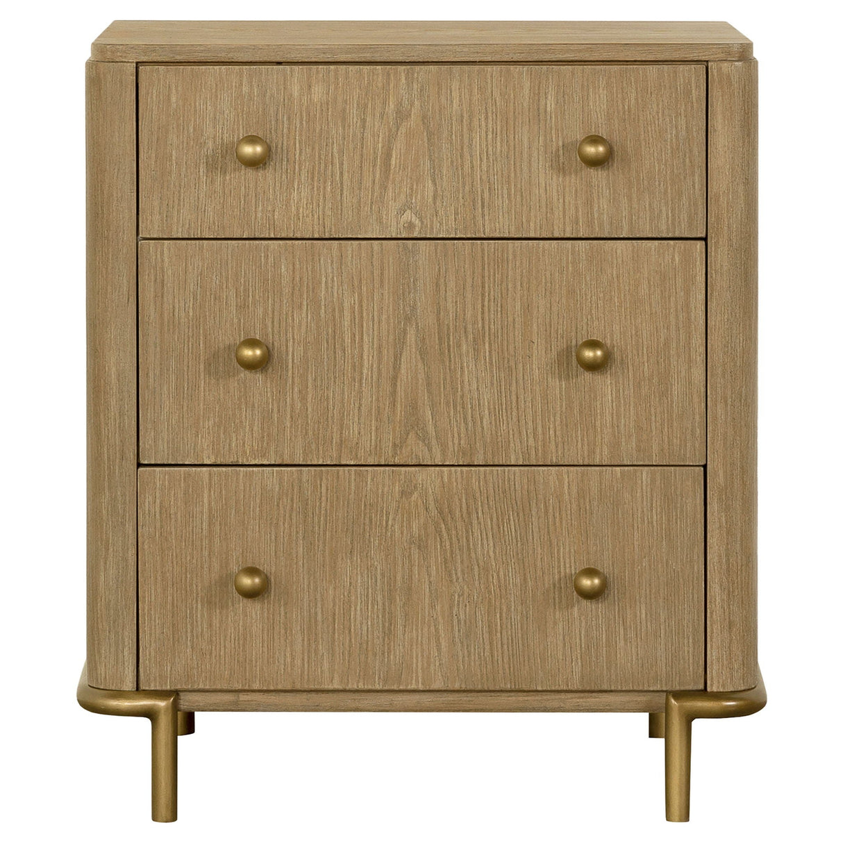 3 Drawer Nightstand With USB Ports - Brown