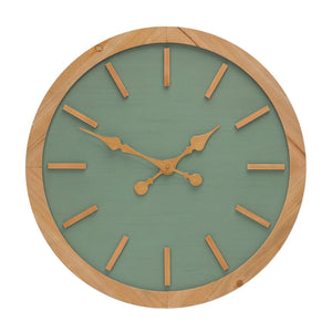Sage green wood wall clock 24"d
