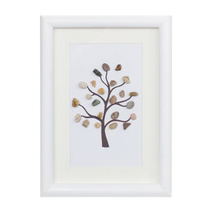 Framed Tree and Floral Pebble Art (Set of 2)