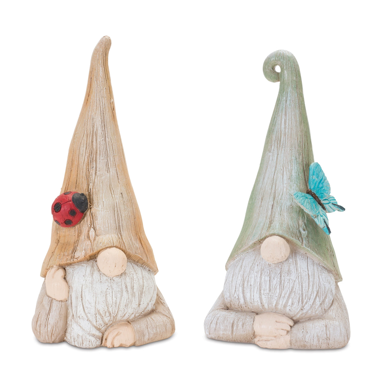 Gnome statue with wood grain design (set of 2)