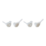 Floral etched bird figurine (set of 4)