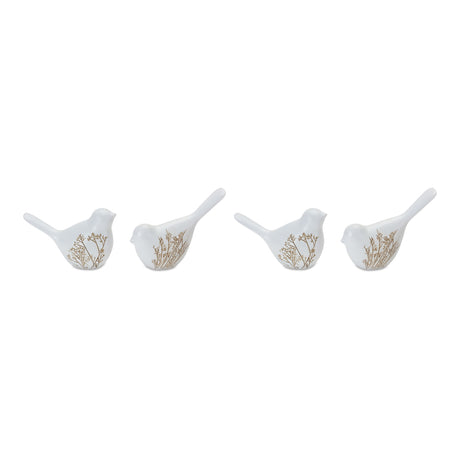 Floral etched bird figurine (set of 4)