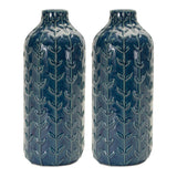 Ceramic leaf pattern vase (set of 2)