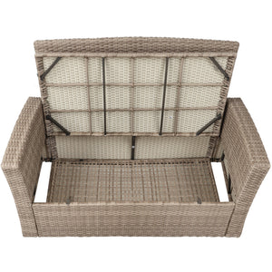 U-Style 4 Piece Outdoor Patio Furniture Set with Ottoman and Cushions