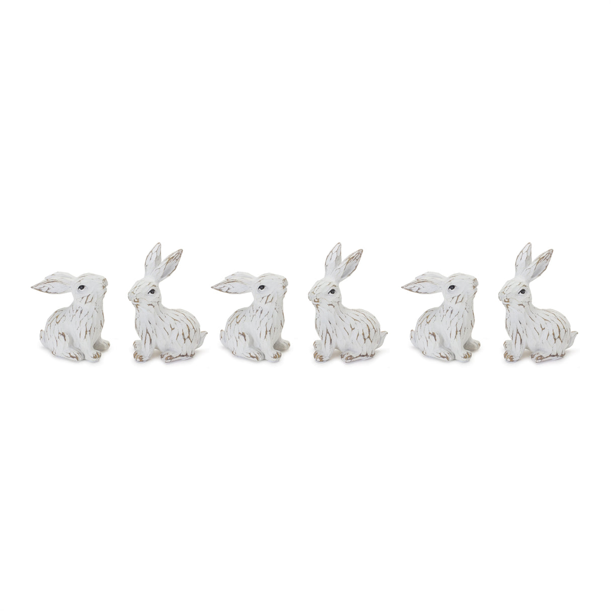 Carved bunny figurine (set of 6)
