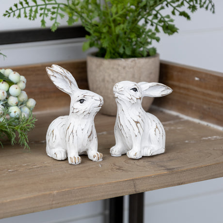Carved bunny figurine (set of 6)
