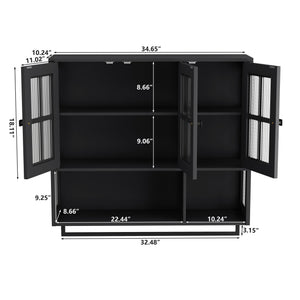 3 Door Wall Cabinet With Glass Door And Towel Bar
