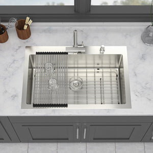 Drop In Kitchen Sink With Pull Down Faucet And Soap Dispenser