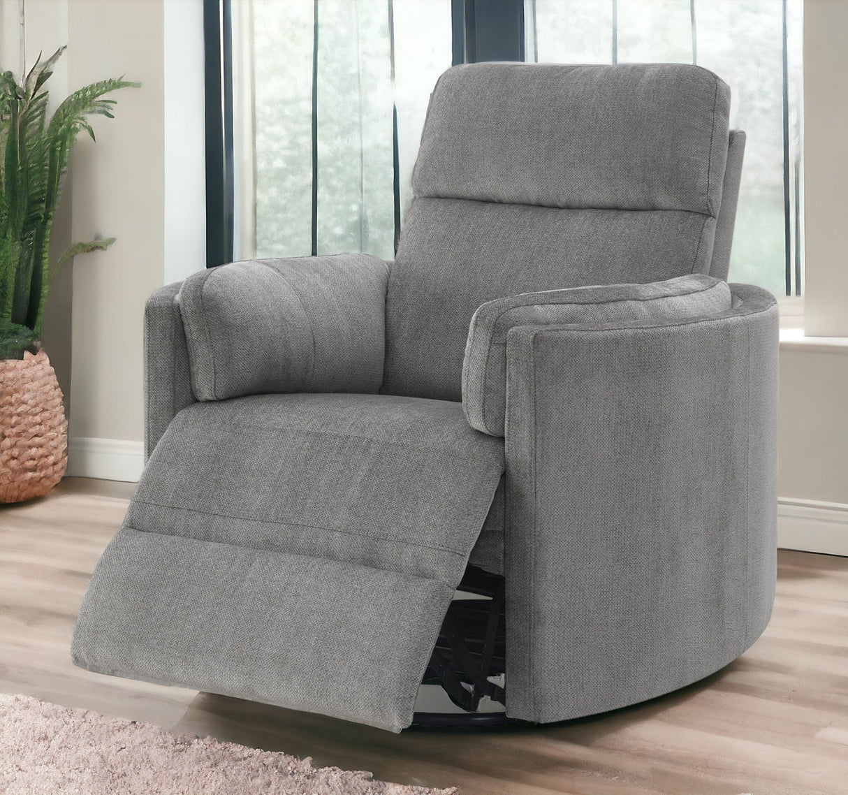 Sagen Charcoal Chenille  Glider Recliner with Swivel