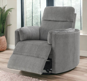 Sagen Charcoal Chenille  Glider Recliner with Swivel