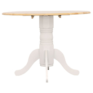 Round Dining Table With Drop Leaf Pedestal Base, Expandable Top - Natural
