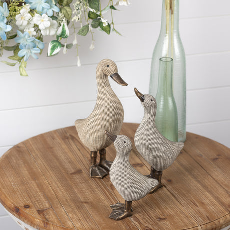 Wicker duck figurine (set of 4)