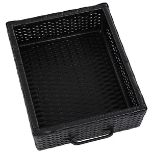 K&K 47.5"W Wicker Outdoor Storage Cabinet with Tempered Glass Desktop