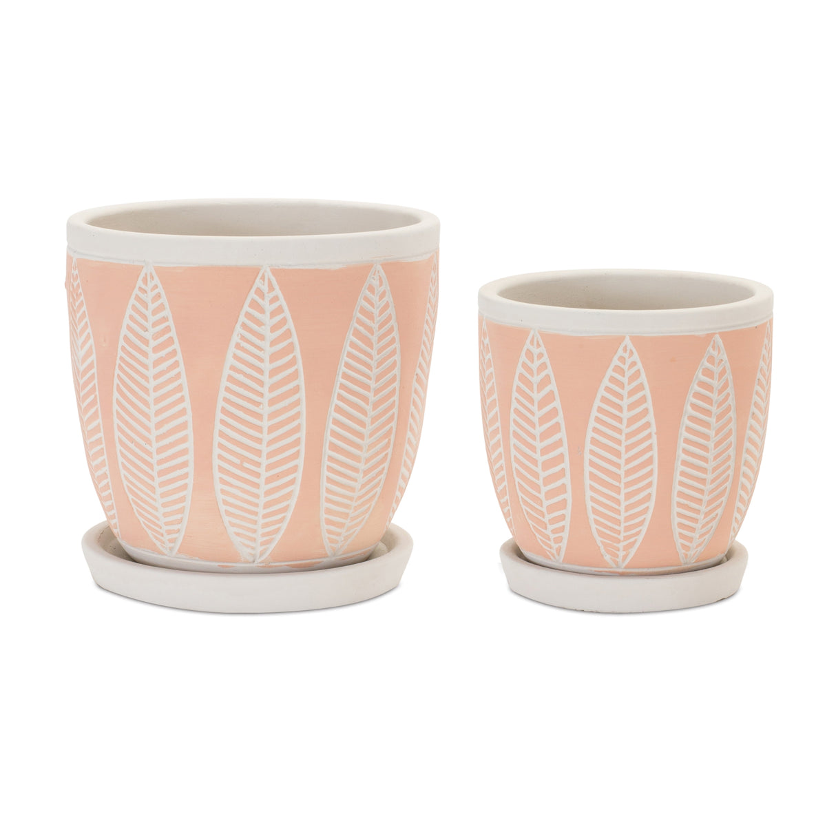 Stone planter w plate (set of 2)