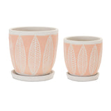 Stone planter w plate (set of 2)