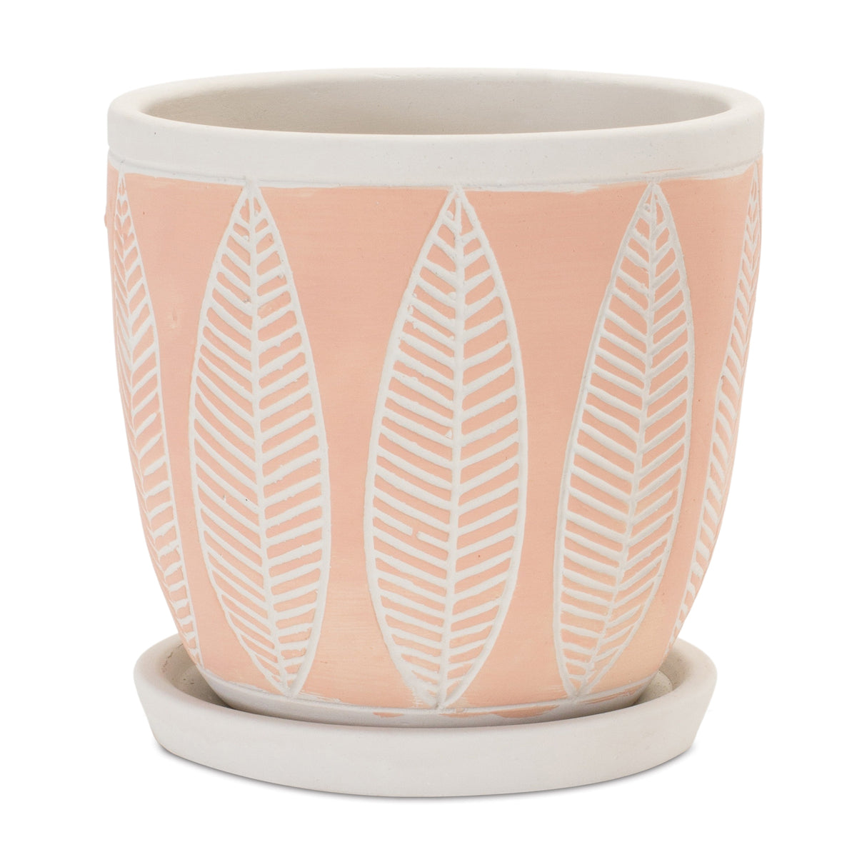 Stone planter w plate (set of 2)